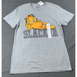 Garfield Slacker Graphic T-Shirt Mens Small Heather Gray Short Sleeve New